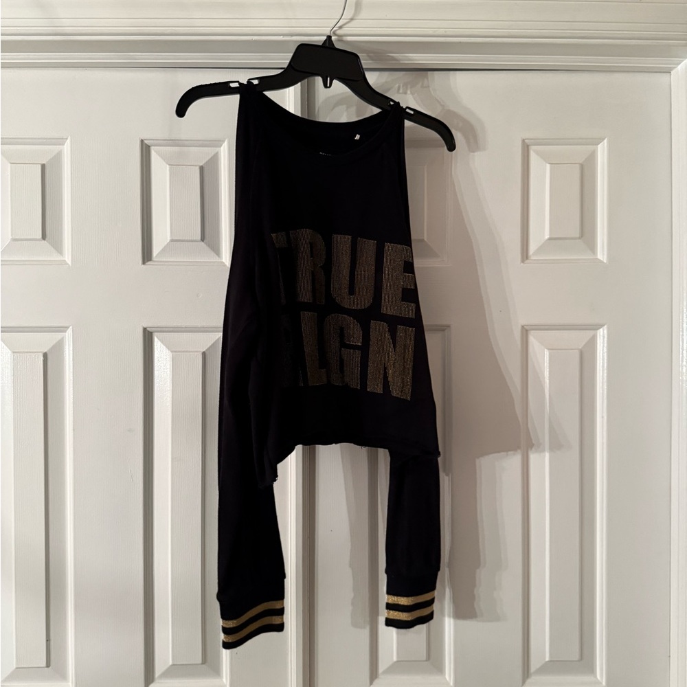 TrueBlack Sleeveless Top with Gold Lettering